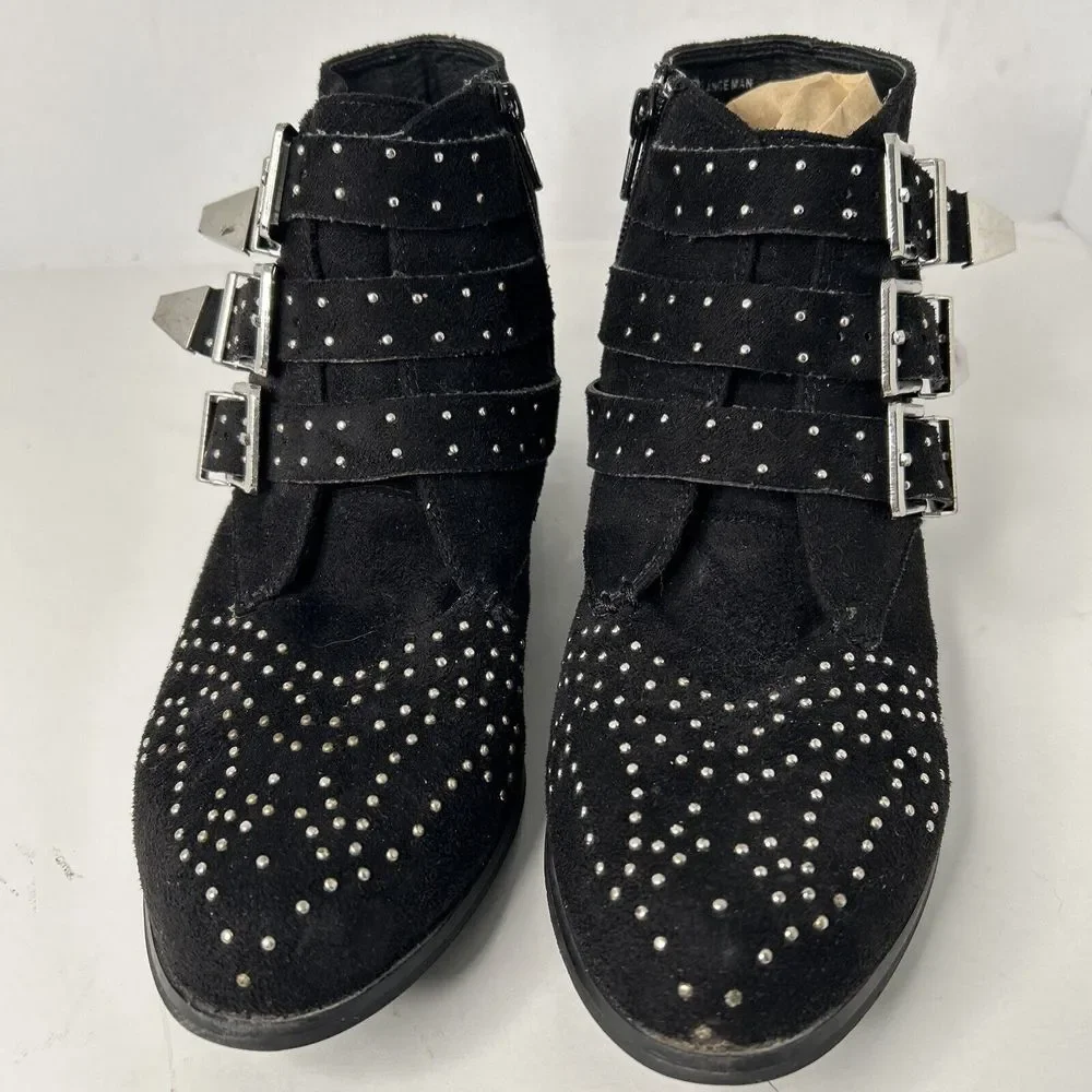 Women's  Diba True  Studded Black Leather Ankle Boots‎ Sz 8.5M EUC